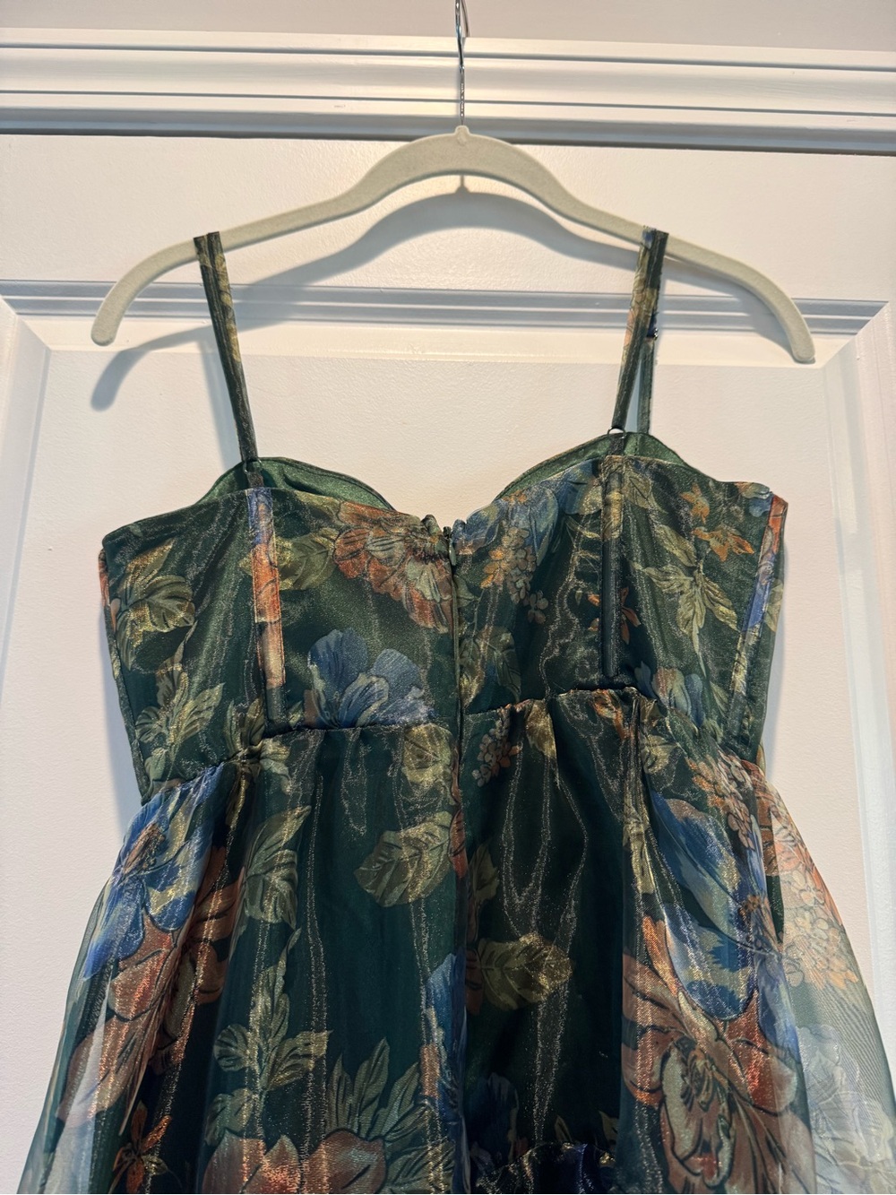 Floral Green Tiered Maxi Dress - Picture 9 of 11